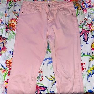 Pink long cotton jeans
